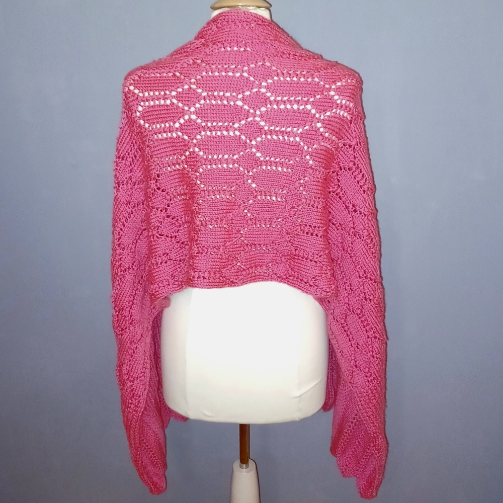 Handmade XL Pink Crochet Shawl (*lap blanket ) - Picture 6 of 6